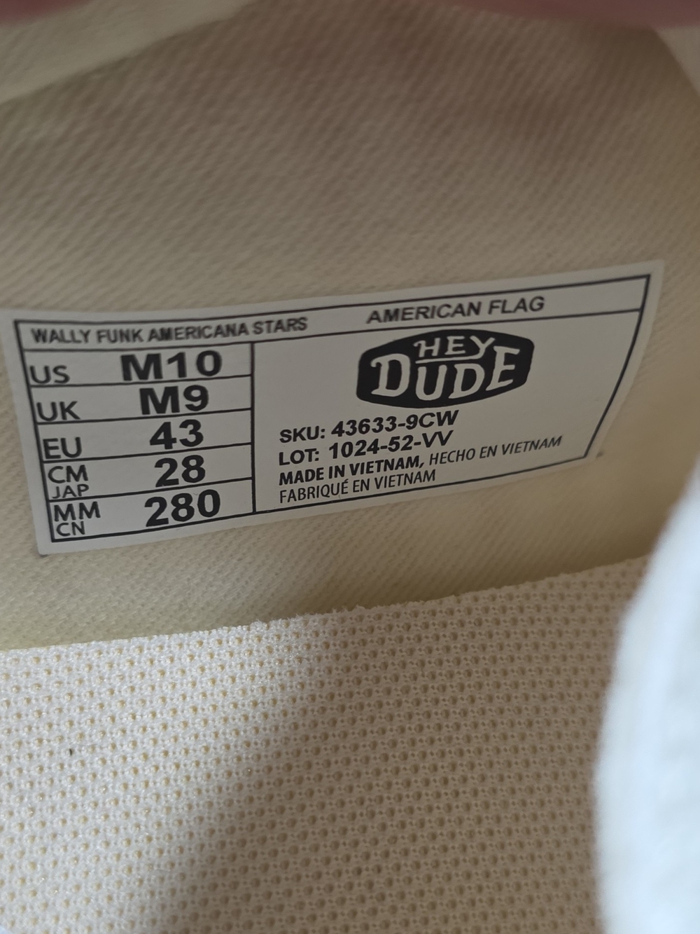 Hey Dude Men's Americana Stripe Canvas Shoes - Cream, Red, Blue - Picture 6 of 7
